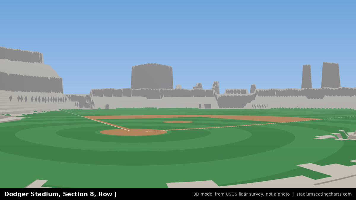 View from Dodger Stadium Section 8, Row J, looking toward the pitcher's mound