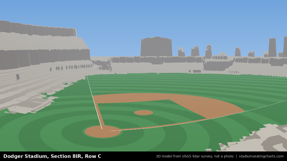View from Dodger Stadium Section 8IR, Row C, looking toward the pitcher's mound