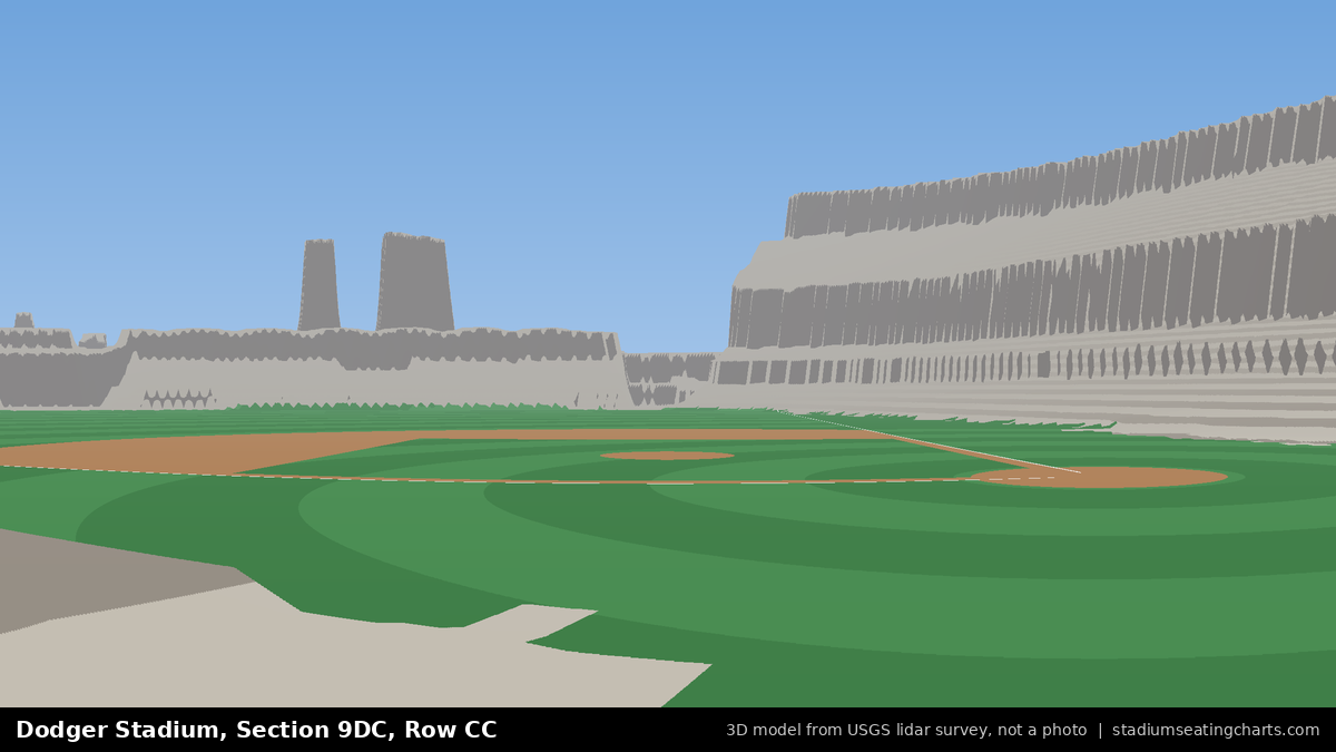 View from Dodger Stadium Section 9DC, Row CC, looking toward the pitcher's mound
