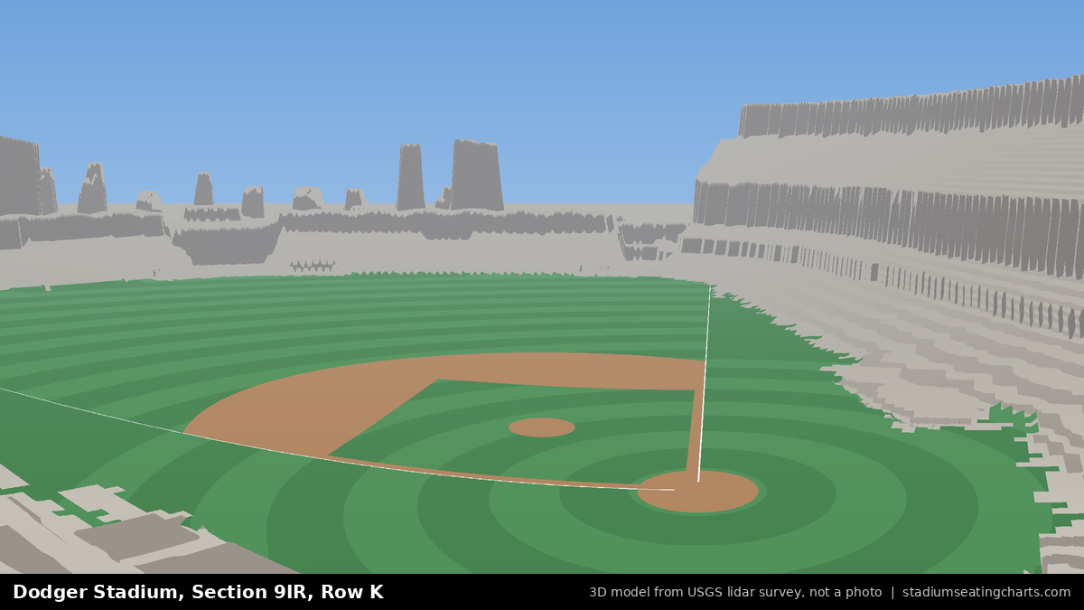 View from Dodger Stadium Section 9IR, Row K, looking toward the pitcher's mound
