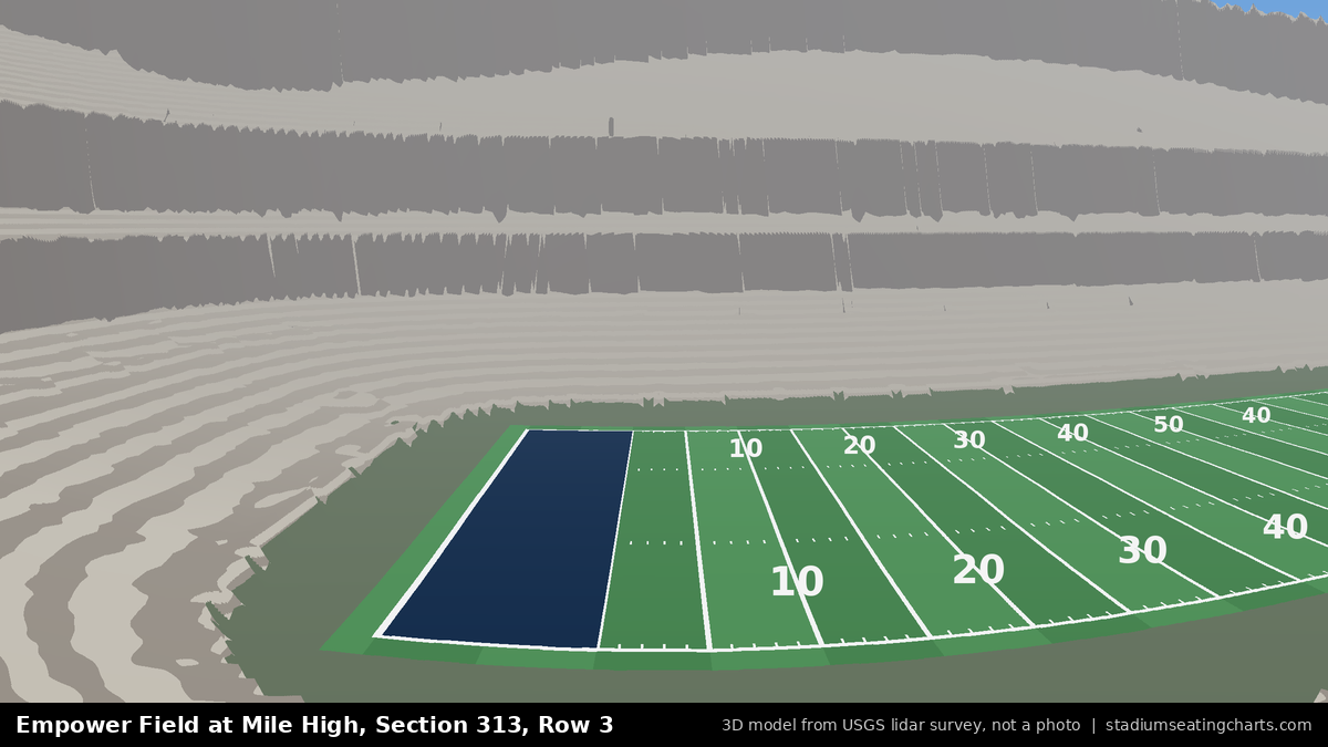 View from Empower Field at Mile High Section 313, Row 3, looking toward the field
