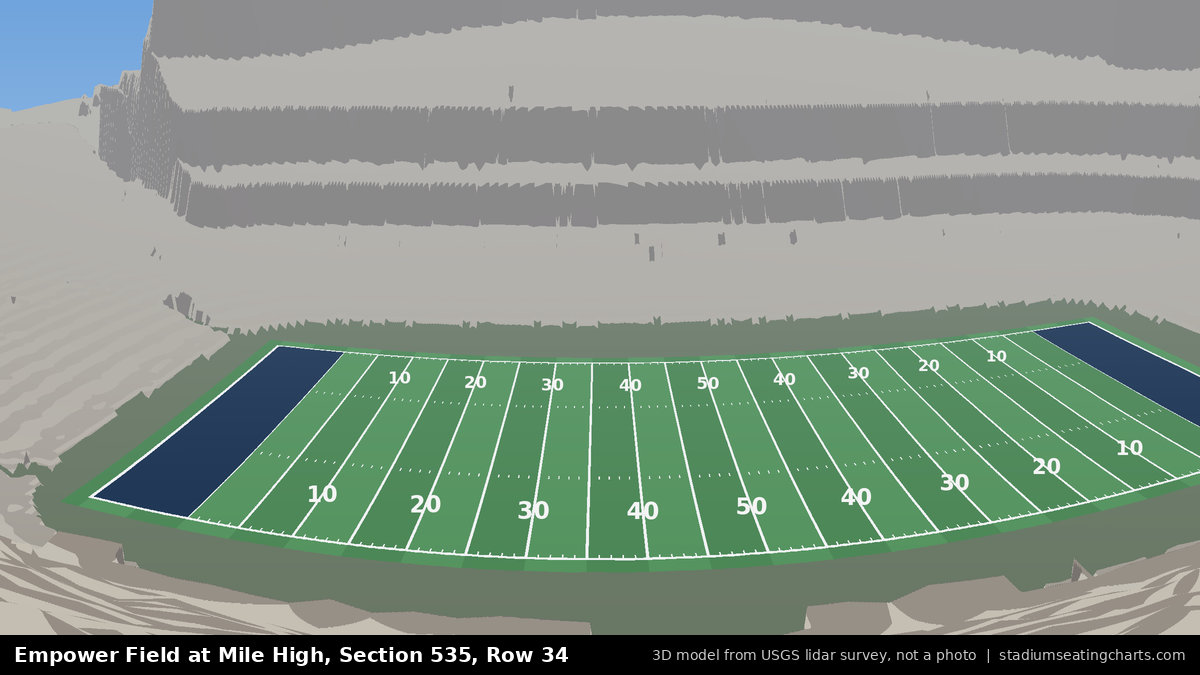 View from Empower Field at Mile High Section 535, Row 34, looking toward the field
