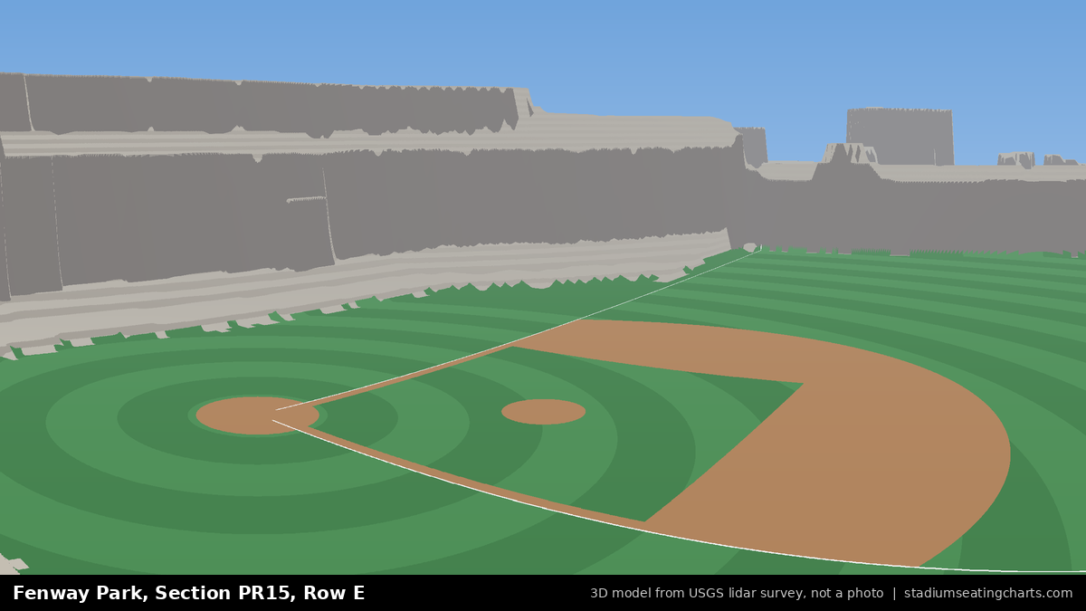 View from Fenway Park Pavilion Roof 15, Row E, looking toward the pitcher's mound