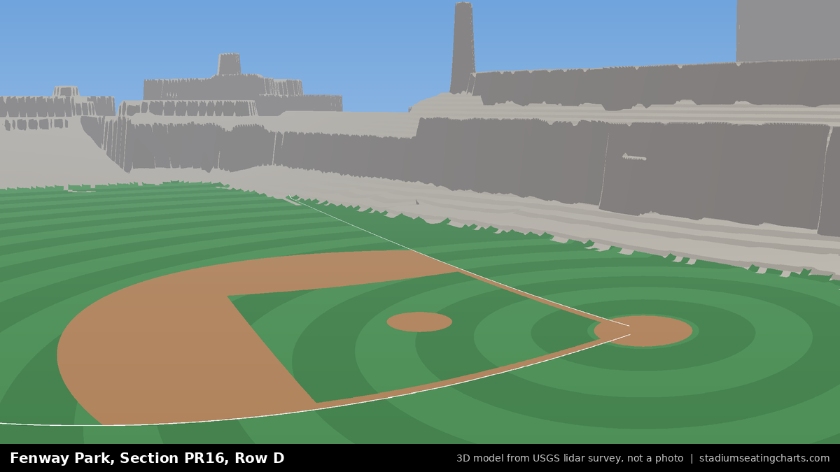 View from Fenway Park Pavilion Roof 16, Row D, looking toward the pitcher's mound
