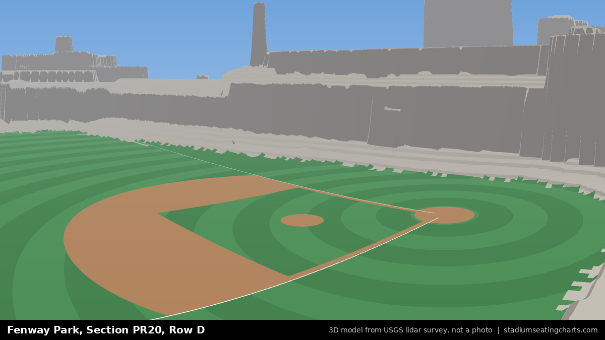 View from Fenway Park Pavilion Roof 20, Row D, looking toward the pitcher's mound