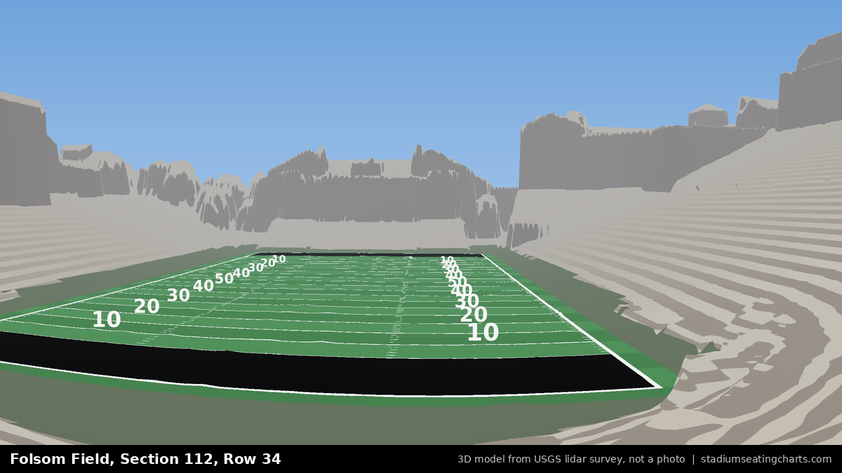 View from Folsom Field Section 112, Row 34, looking toward the field