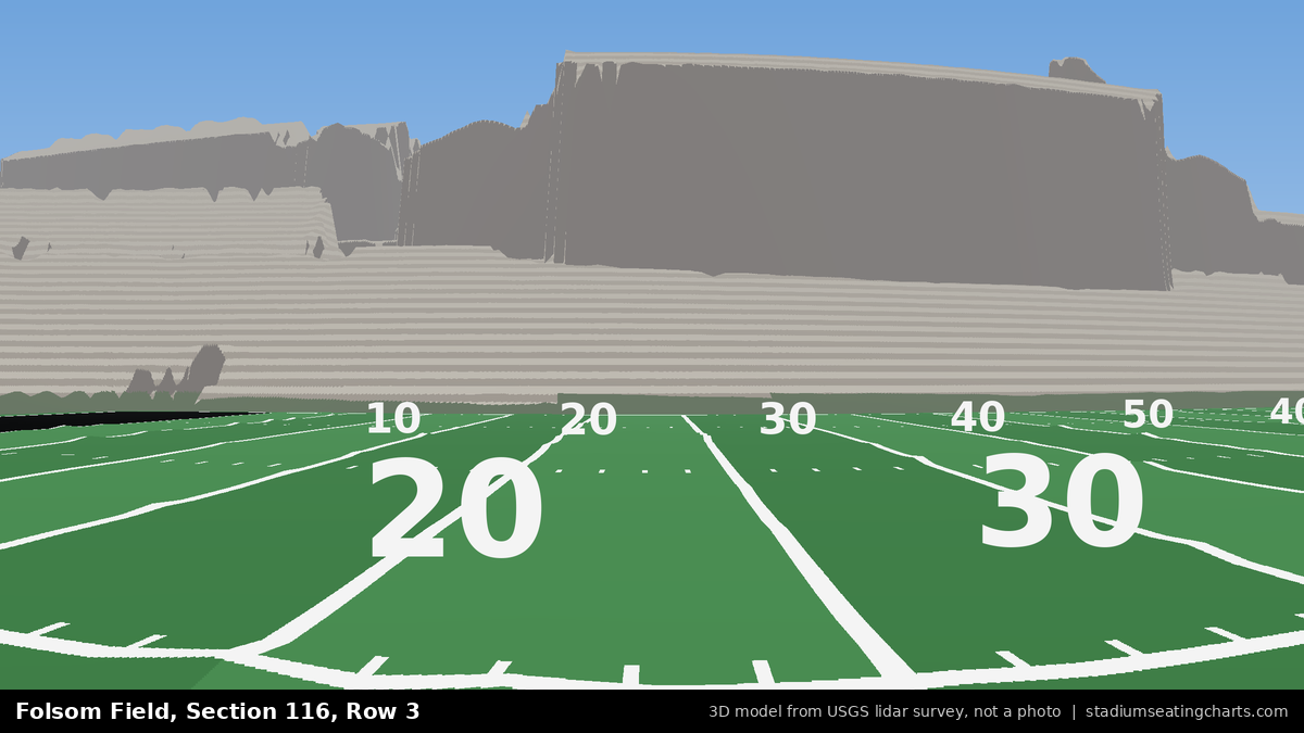 View from Folsom Field Section 116, Row 3, looking toward the field
