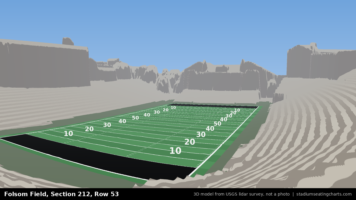 View from Folsom Field Section 212, Row 53, looking toward the field