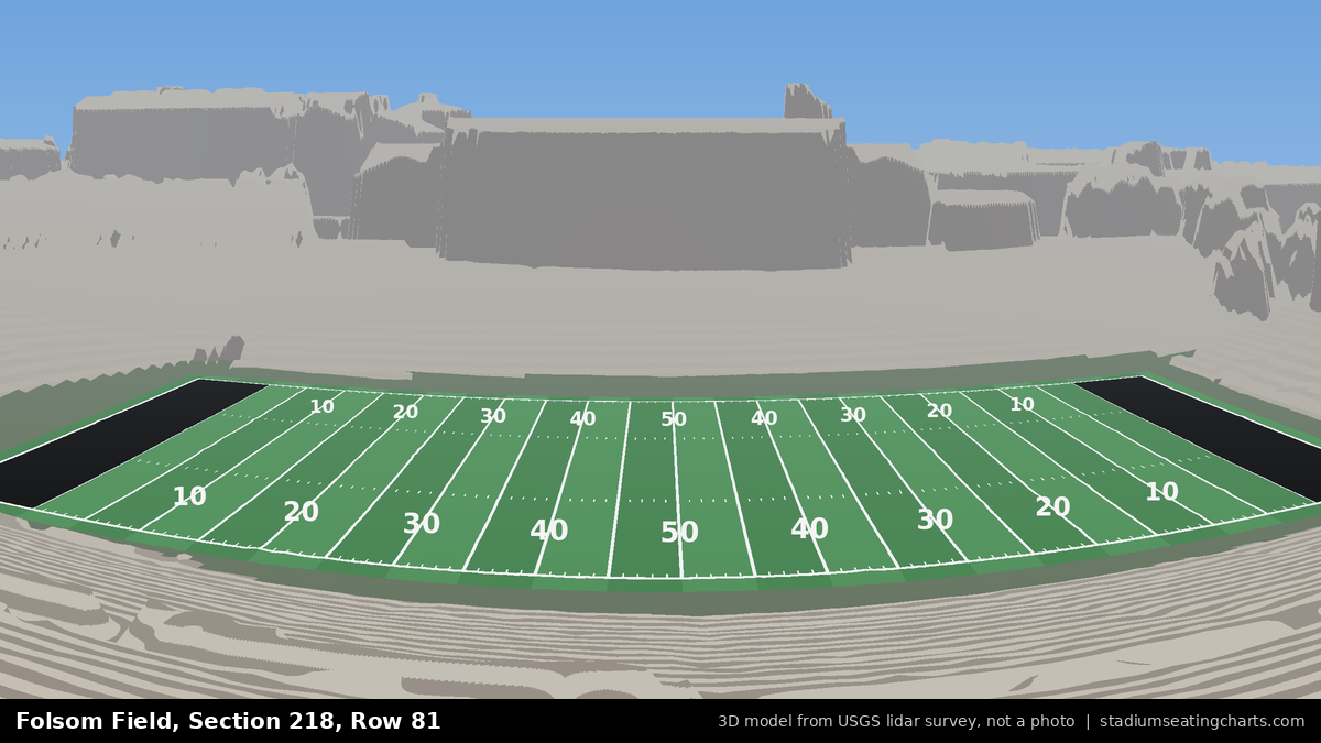 View from Folsom Field Section 218, Row 81, looking toward the field