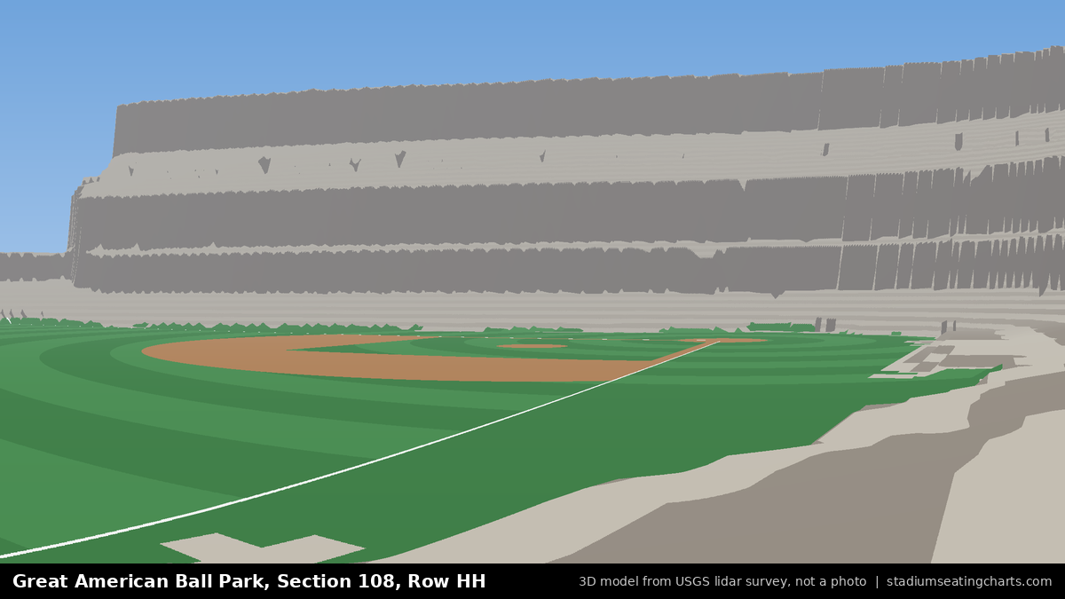 View from Great American Ball Park Section 108, Row HH, looking toward the pitcher's mound