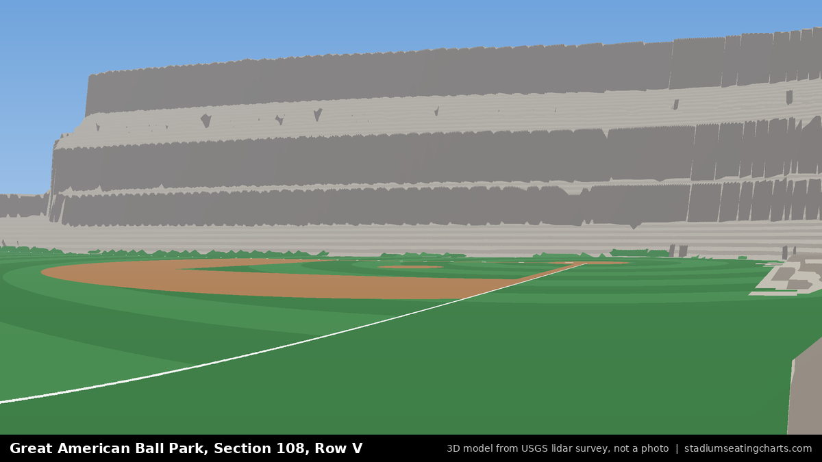 View from Great American Ball Park Section 108, Row V, looking toward the pitcher's mound