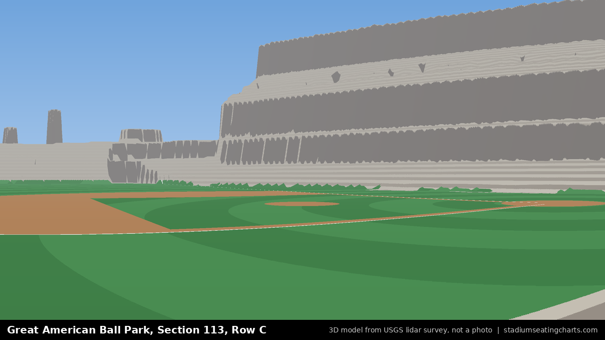 View from Great American Ball Park Section 113, Row C, looking toward the pitcher's mound