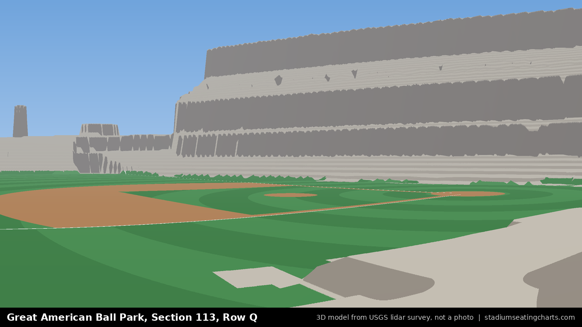 View from Great American Ball Park Section 113, Row Q, looking toward the pitcher's mound