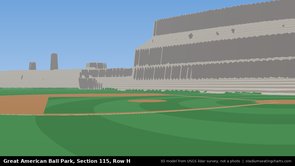 View from Great American Ball Park Section 115, Row H, looking toward the pitcher's mound