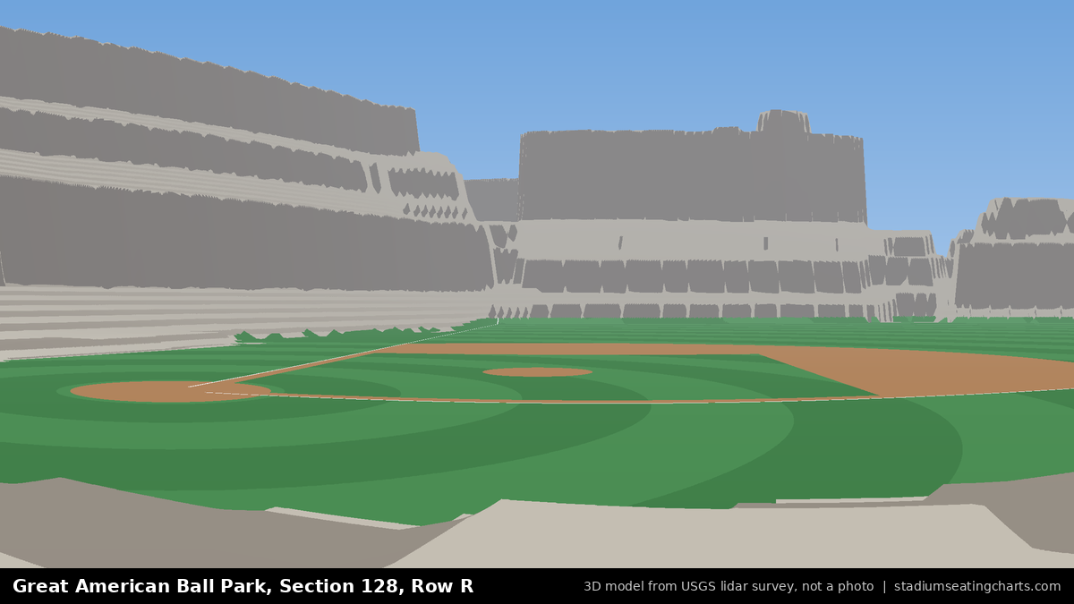 View from Great American Ball Park Section 128, Row R, looking toward the pitcher's mound
