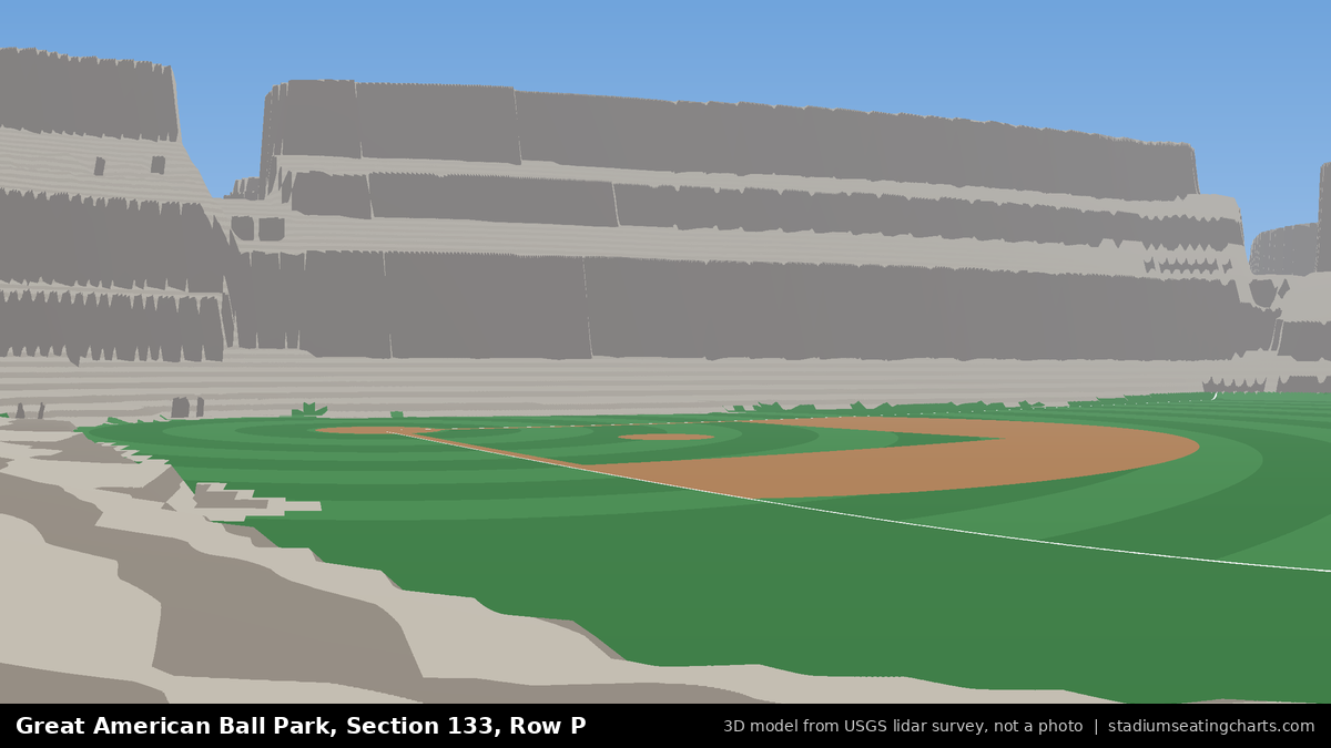 View from Great American Ball Park Section 133, Row P, looking toward the pitcher's mound