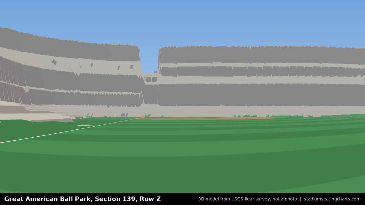 View from Great American Ball Park Section 139, Row Z, looking toward the pitcher's mound