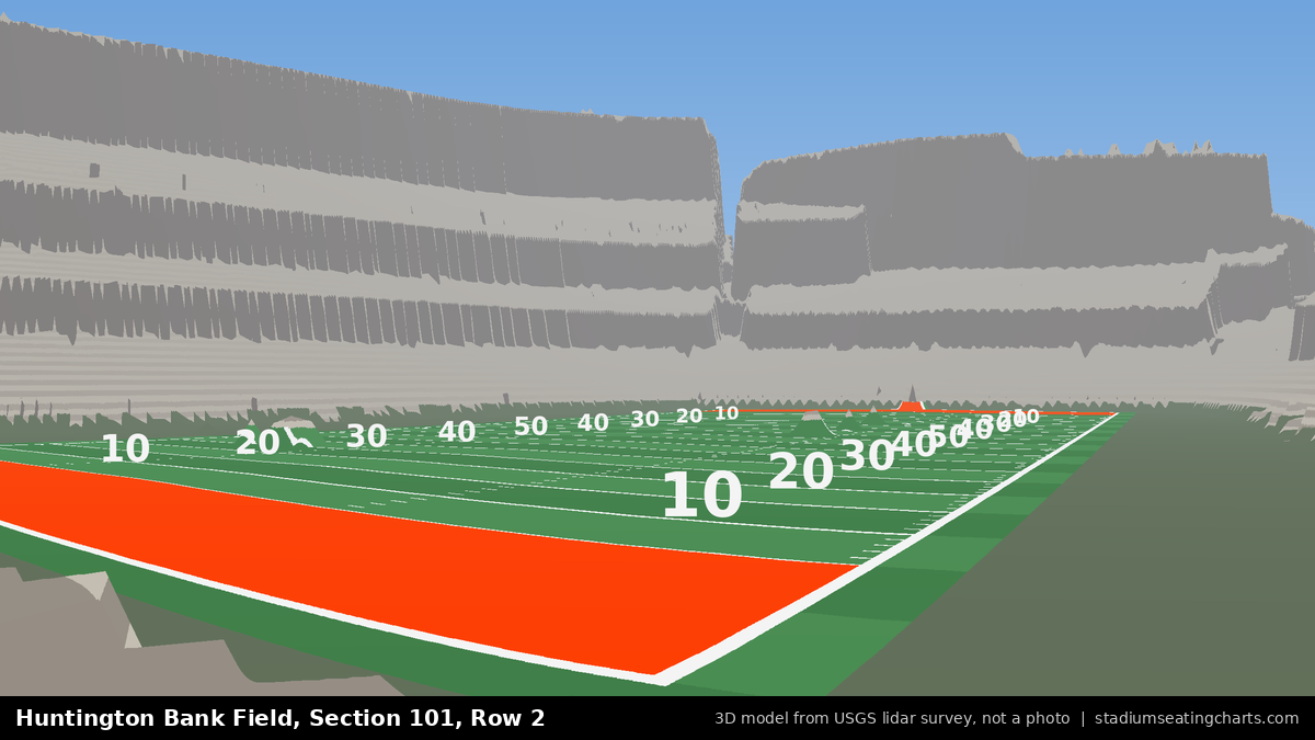 View from Huntington Bank Field Section 101, Row 2, looking toward the field
