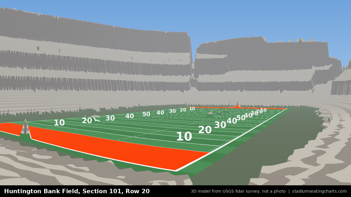 View from Huntington Bank Field Section 101, Row 20, looking toward the field