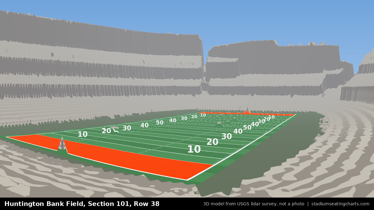 View from Huntington Bank Field Section 101, Row 38, looking toward the field