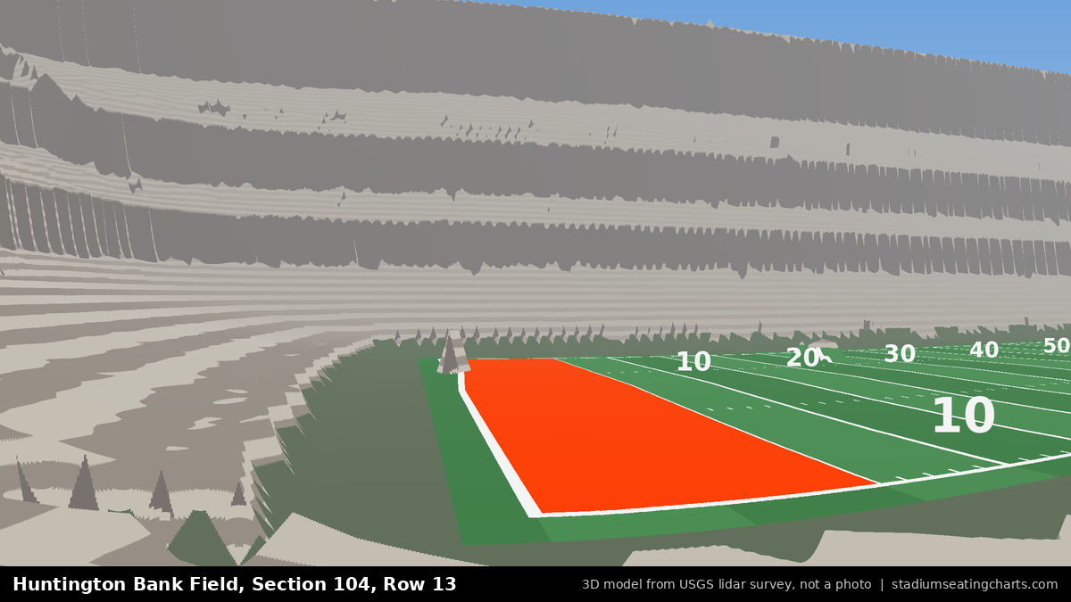 View from Huntington Bank Field Section 104, Row 13, looking toward the field