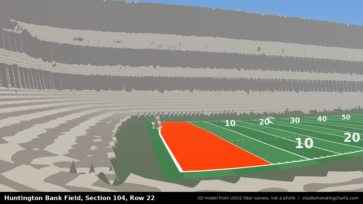 View from Huntington Bank Field Section 104, Row 22, looking toward the field