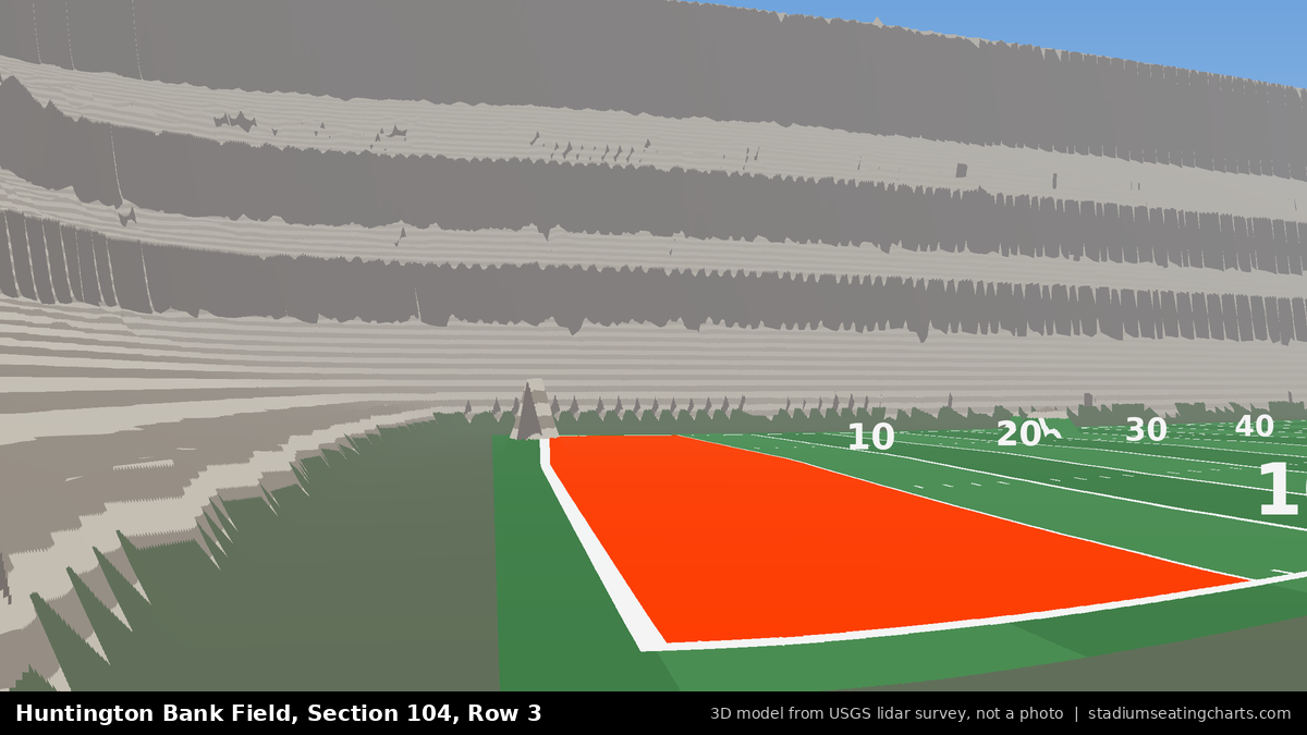 View from Huntington Bank Field Section 104, Row 3, looking toward the field