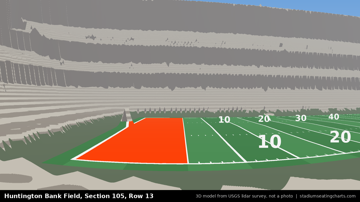 View from Huntington Bank Field Section 105, Row 13, looking toward the field