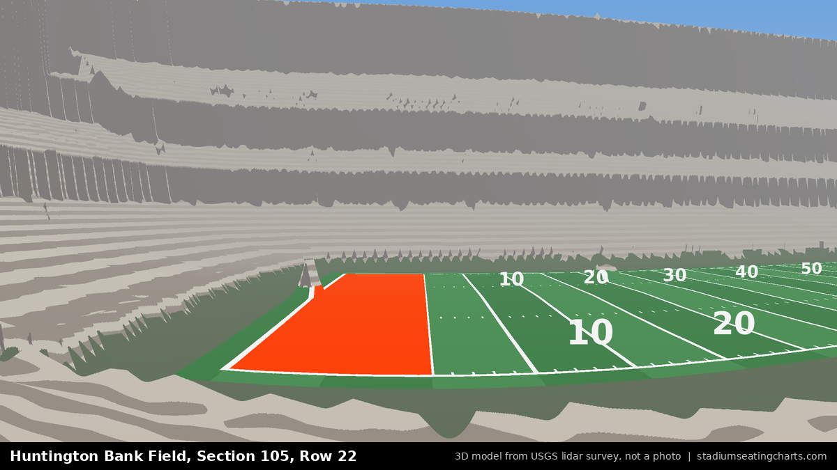View from Huntington Bank Field Section 105, Row 22, looking toward the field