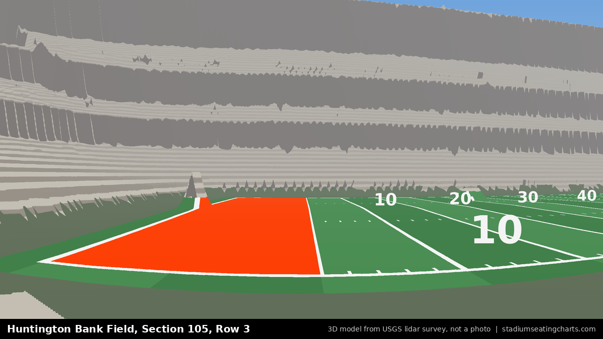 View from Huntington Bank Field Section 105, Row 3, looking toward the field