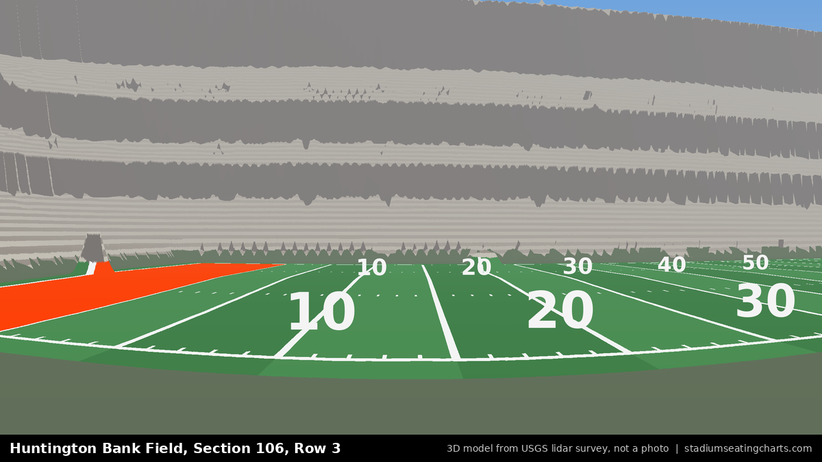View from Huntington Bank Field Section 106, Row 3, looking toward the field