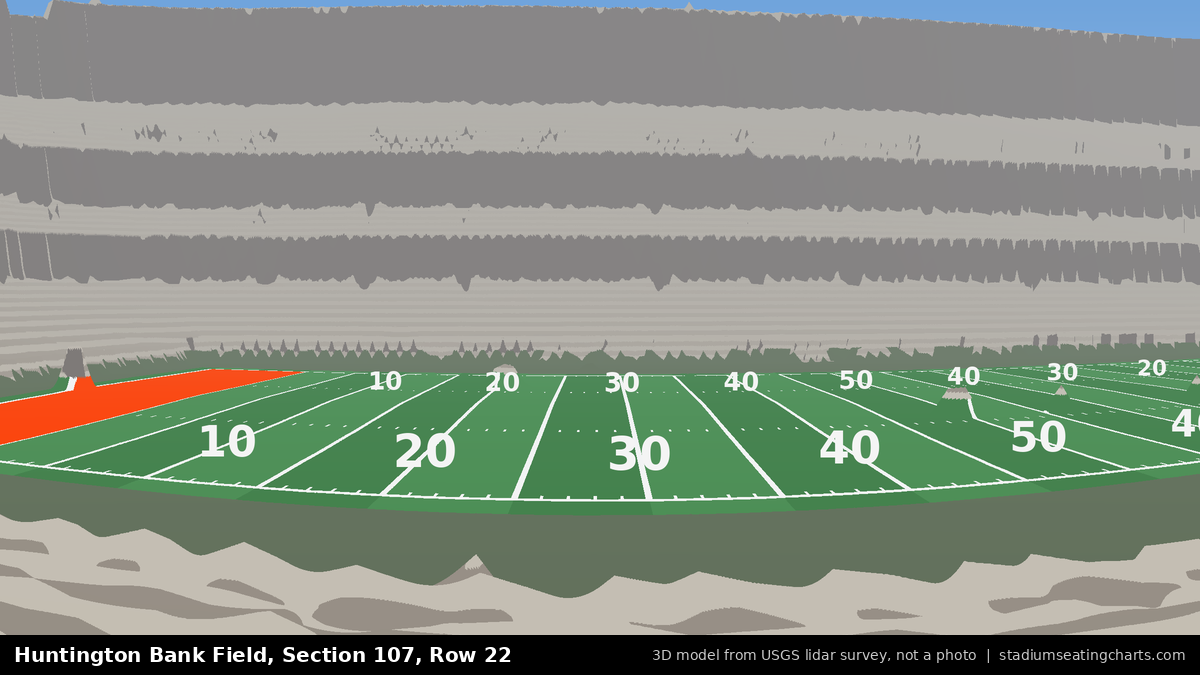 View from Huntington Bank Field Section 107, Row 22, looking toward the field
