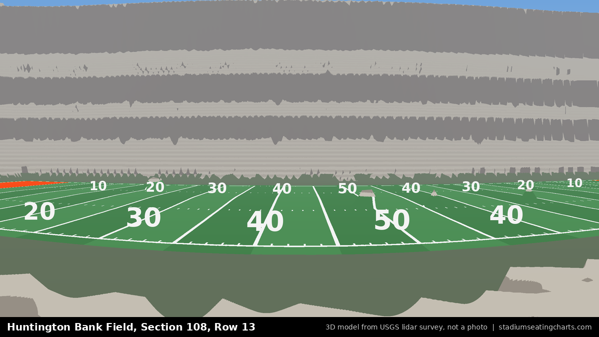 View from Huntington Bank Field Section 108, Row 13, looking toward the field