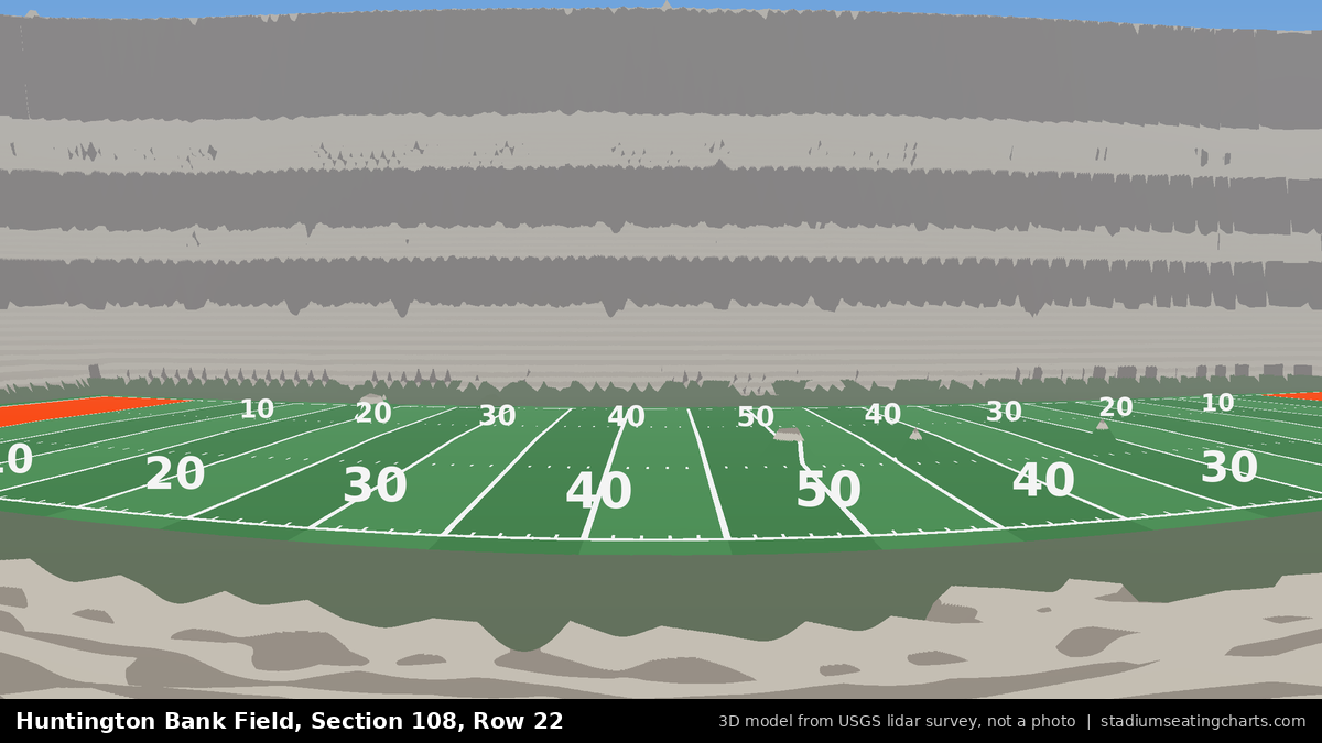 View from Huntington Bank Field Section 108, Row 22, looking toward the field