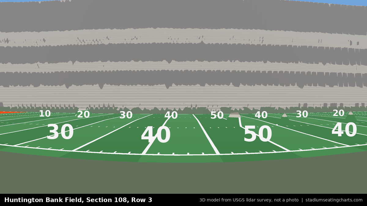 View from Huntington Bank Field Section 108, Row 3, looking toward the field