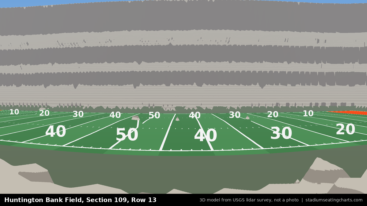 View from Huntington Bank Field Section 109, Row 13, looking toward the field
