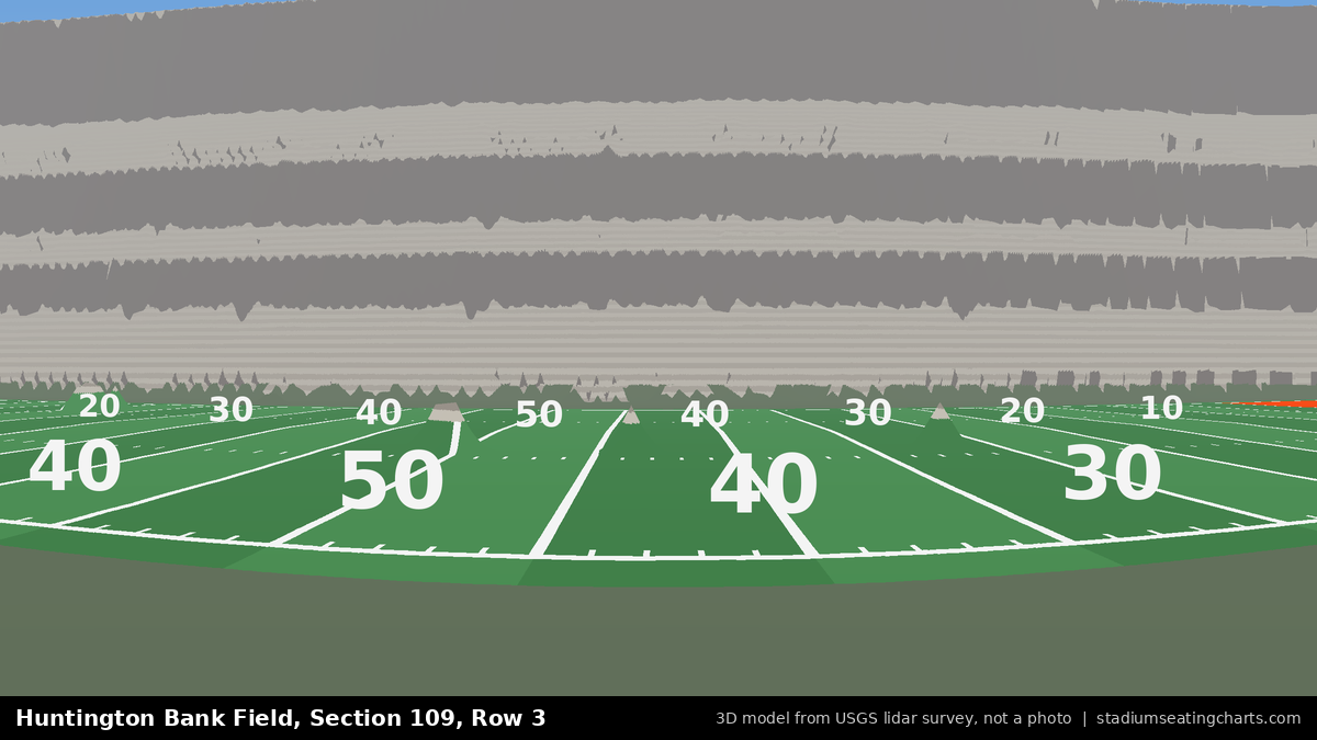 View from Huntington Bank Field Section 109, Row 3, looking toward the field