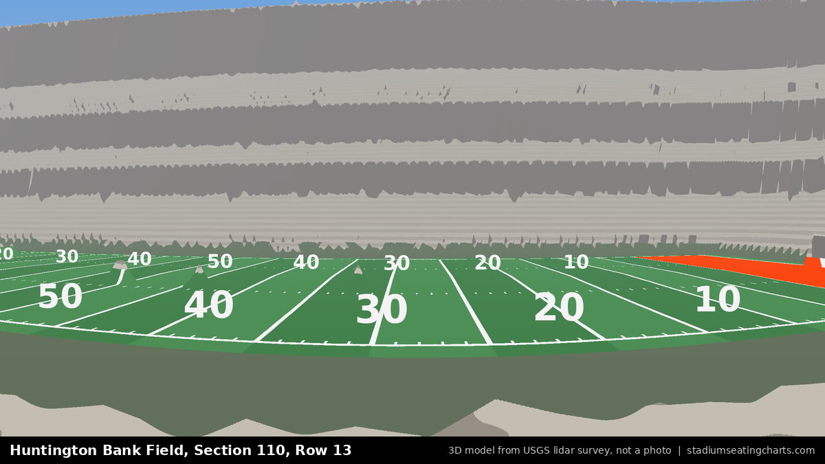 View from Huntington Bank Field Section 110, Row 13, looking toward the field