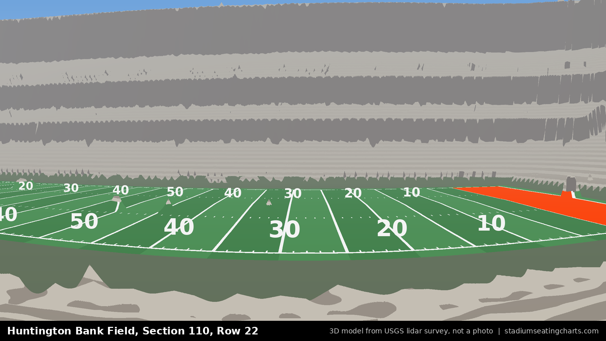 View from Huntington Bank Field Section 110, Row 22, looking toward the field