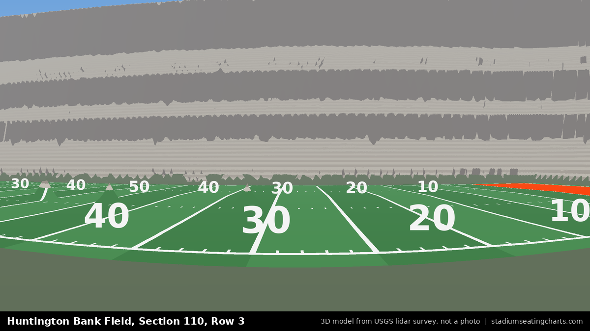 View from Huntington Bank Field Section 110, Row 3, looking toward the field