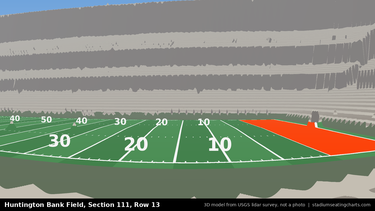 View from Huntington Bank Field Section 111, Row 13, looking toward the field