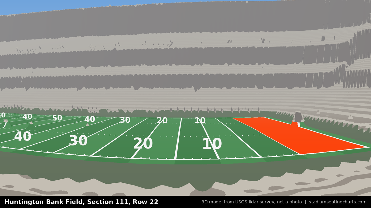 View from Huntington Bank Field Section 111, Row 22, looking toward the field
