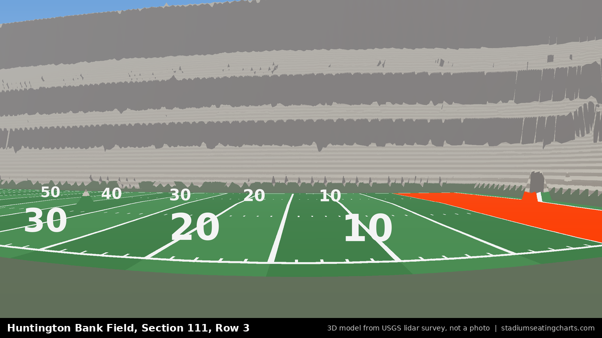 View from Huntington Bank Field Section 111, Row 3, looking toward the field