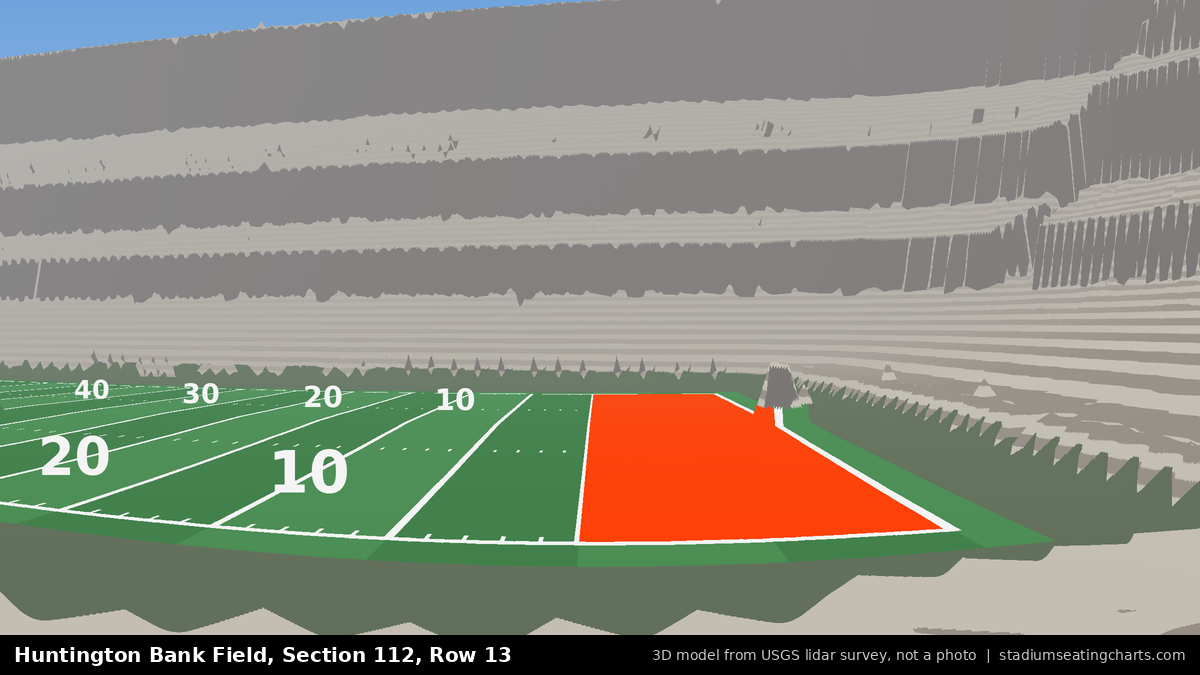 View from Huntington Bank Field Section 112, Row 13, looking toward the field