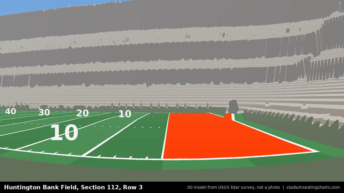 View from Huntington Bank Field Section 112, Row 3, looking toward the field