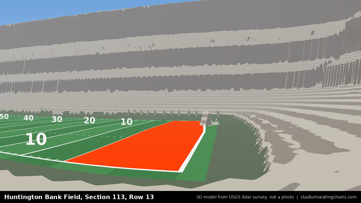 View from Huntington Bank Field Section 113, Row 13, looking toward the field