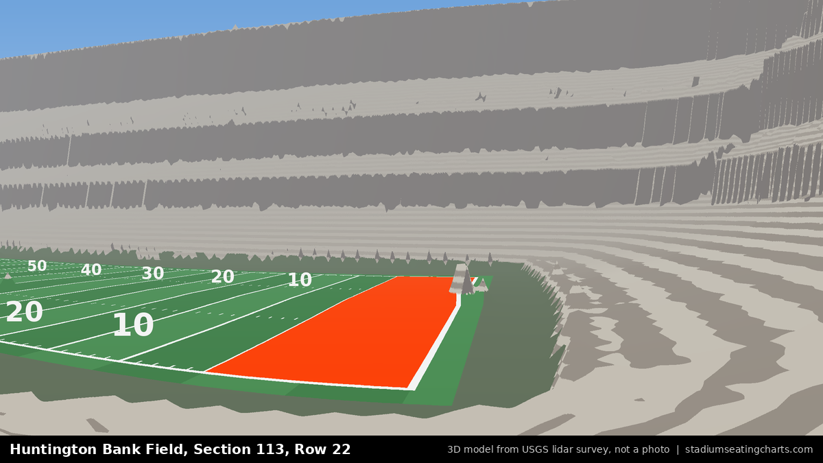 View from Huntington Bank Field Section 113, Row 22, looking toward the field