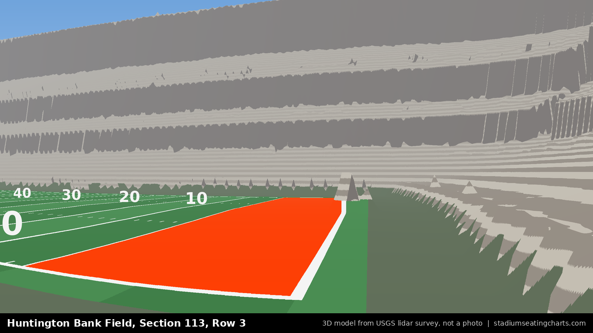View from Huntington Bank Field Section 113, Row 3, looking toward the field