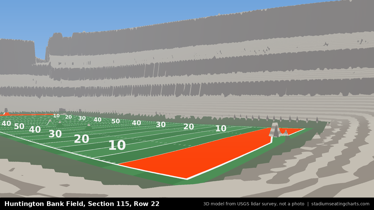 View from Huntington Bank Field Section 115, Row 22, looking toward the field
