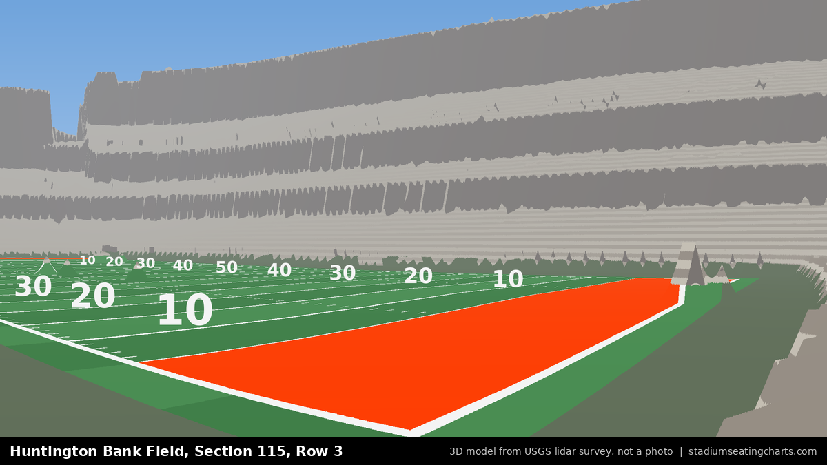 View from Huntington Bank Field Section 115, Row 3, looking toward the field